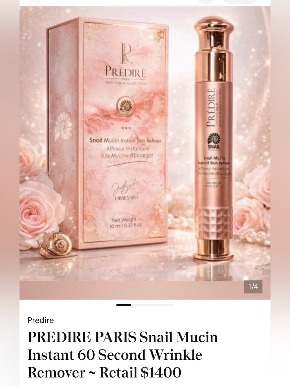 PREDIRE Paris Snail Mucin Instant Skin Refiner - Rose Gold